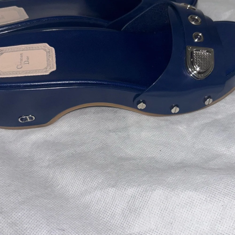 Dior Women's Navy Blue Mules with Silver Accents - Picture 1 of 5